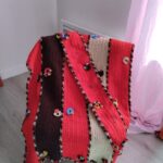 Ensemble couverture et écharpe de laine tricolore design