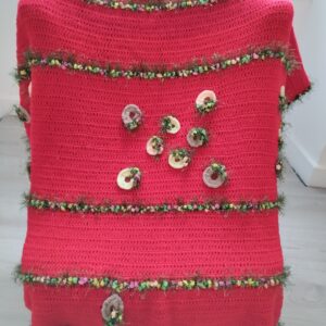 couverture de laine rouge design "Débora"
