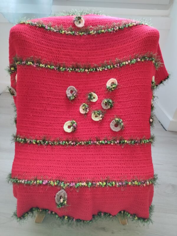 couverture de laine rouge design "Débora"