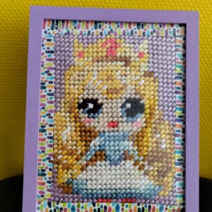Canevas enfant brodé "Princesse Chloé" 18 cm x 24 cm