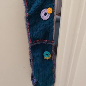 TOUR DE COU bleu "Myosotis orangé" VERSION LAINE