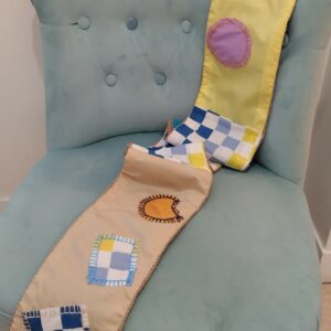 Echarpe de laine bleue "Azur" version coton Patchwork réversible