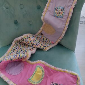 Echarpe de laine "Lavande Violette" version Patchwork-design Coton
