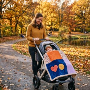 Douce promenade de bb couvert par Myosotis jaune en automne