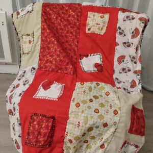 Couverture Patchwork "Hibiscus 1" 115,5 cm x 77,5 cm
