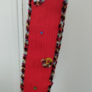TOUR DE COU DE LAINE ROUGE "Hibiscus 1" 57 cm x 15 cm